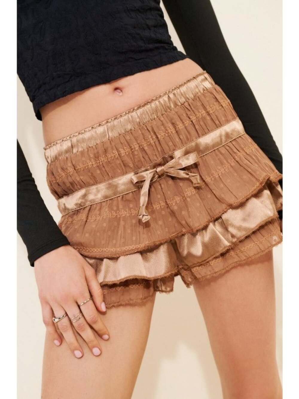 Free People Camille Ruffle Shorts Coquette Romance Vintage Festival Womens XS